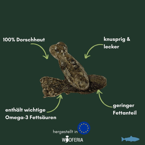 Dorsch-Haut Kauknochen in Fischform | Stück [EU]