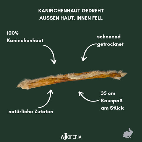 Kaninchen-Haut Stangen mit Fell gedreht | Stück [EU]