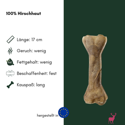 Hirsch-Haut Kauknochen 17cm | Stück [EU]